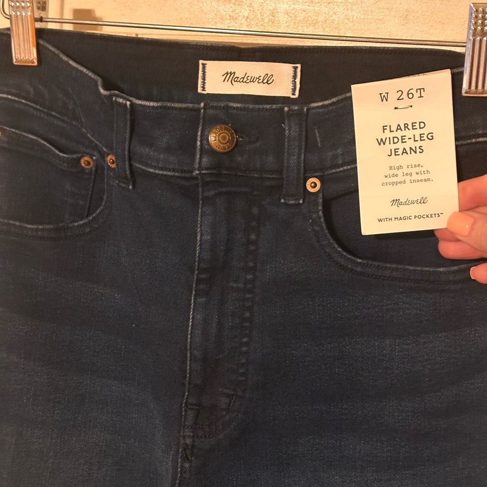MADEWELL Tall Flared Wide-Leg Crop Jeans - Dark Blue NWT - Picture 13 of 16